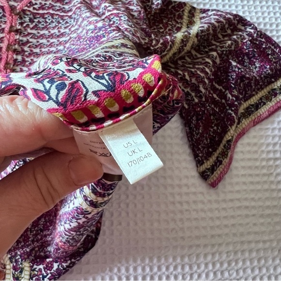 ANTHROPOLOGIE Maeve Lilyana Tiered 100% Silk Blouse SIZE LARGE BOHO flounce - Picture 12 of 13